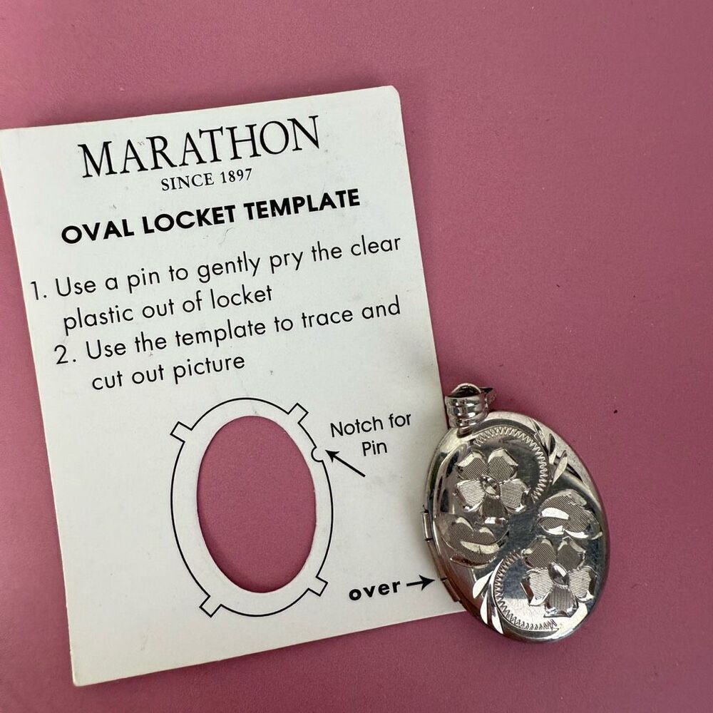 Marathon Sterling Silver Floral Engraved Locket Pendant